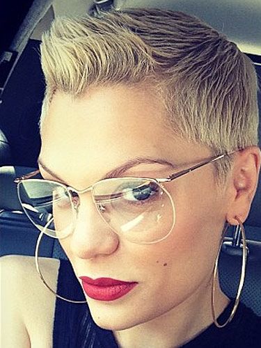 Jessie J with her shaved and practically bald head