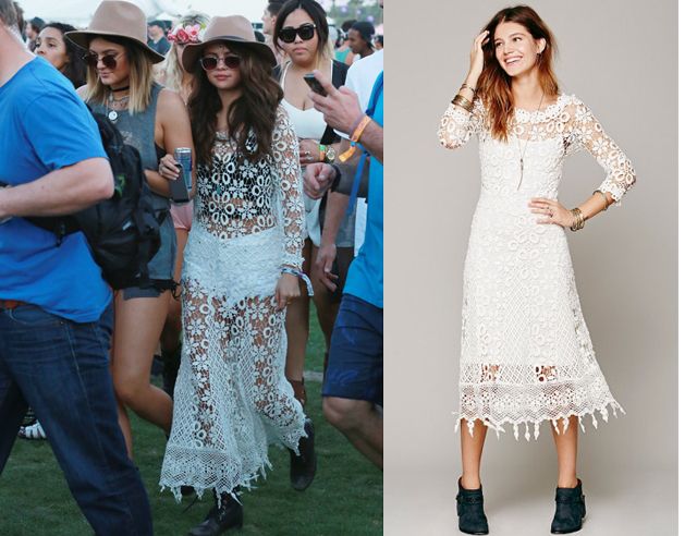 Selena Gomez wears Free People dress at Coachella