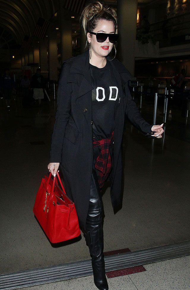 Khloe Kardashian's bright red oversized Birkin bag :: Stepped out in LA  with her statement accessory