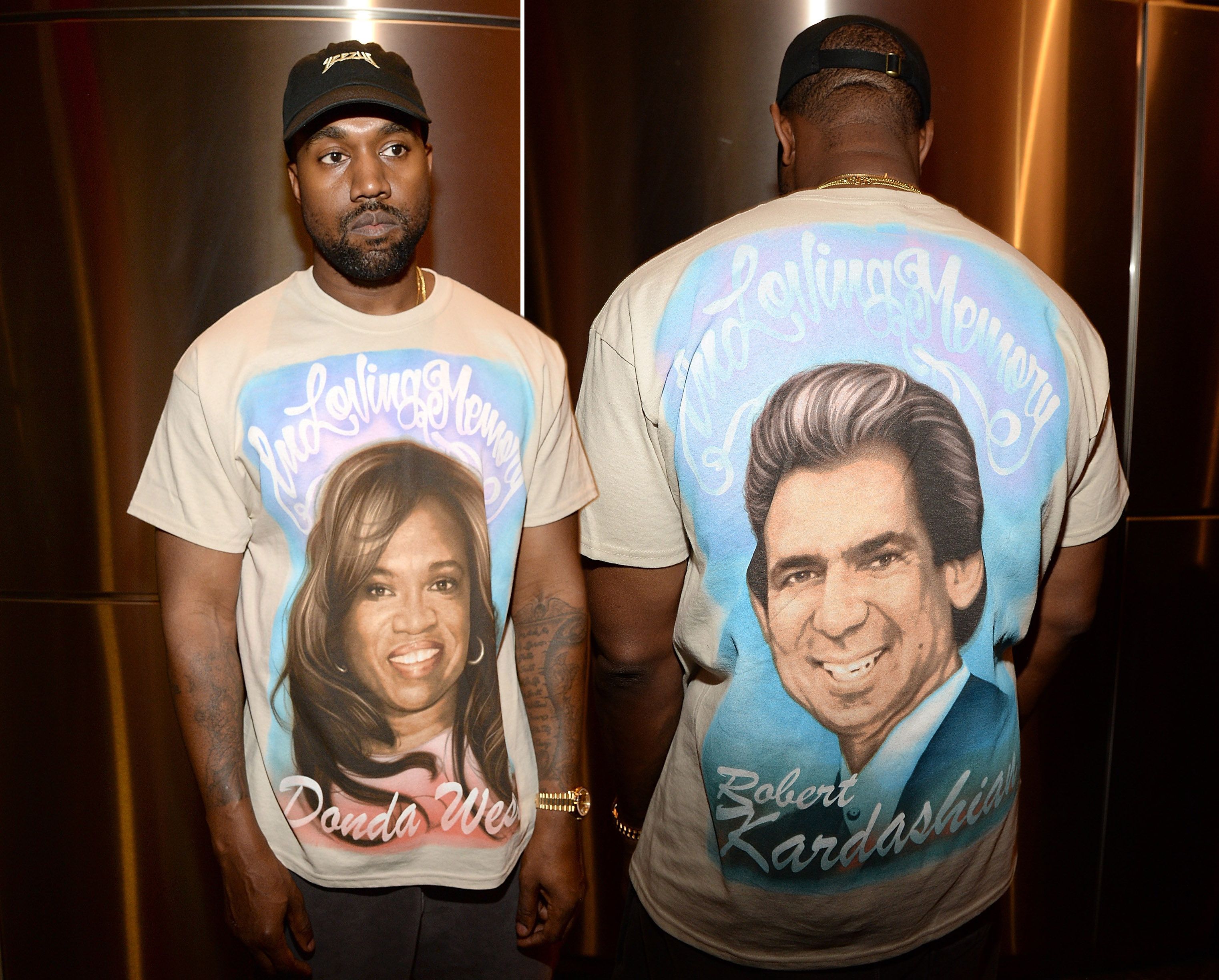 At His Yeezy 3 Show, Kanye Sold Airbrush Featuring His Robert Kardashian's Portraits