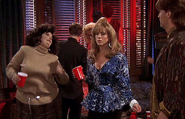 Rachel & Monica dancing in a Friends flashback