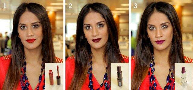 dark lipsticks tested on different skintones