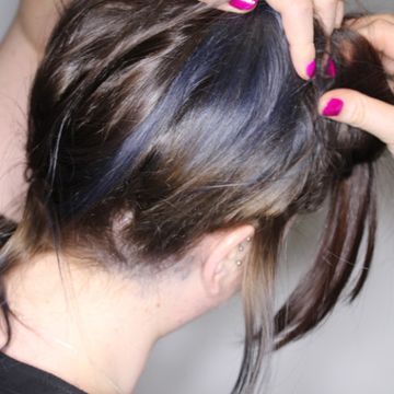 Wella hidden hair colour, navy blue hair, subtle pink hair colour