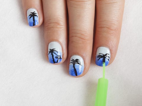 Diy Nail Art How To Do Tropical Palm Trees Using A Straw And Sponge