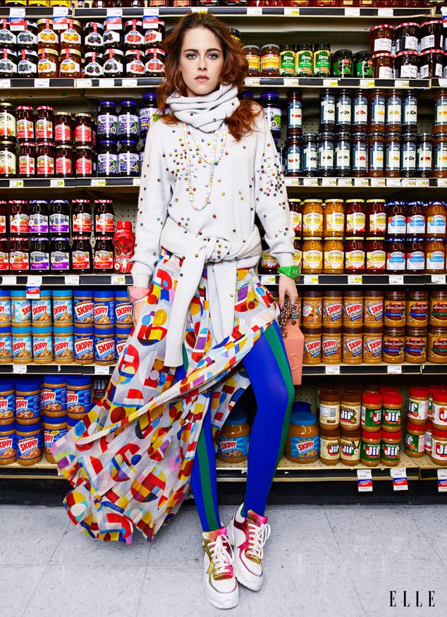 Kristen Stewart poses in a supermarket for Elle magazine