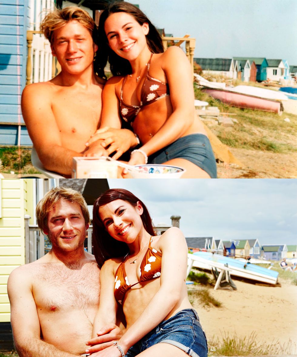 Lucy and Jim - childhood pictures recreated by couples for cosmopolitan.co.uk