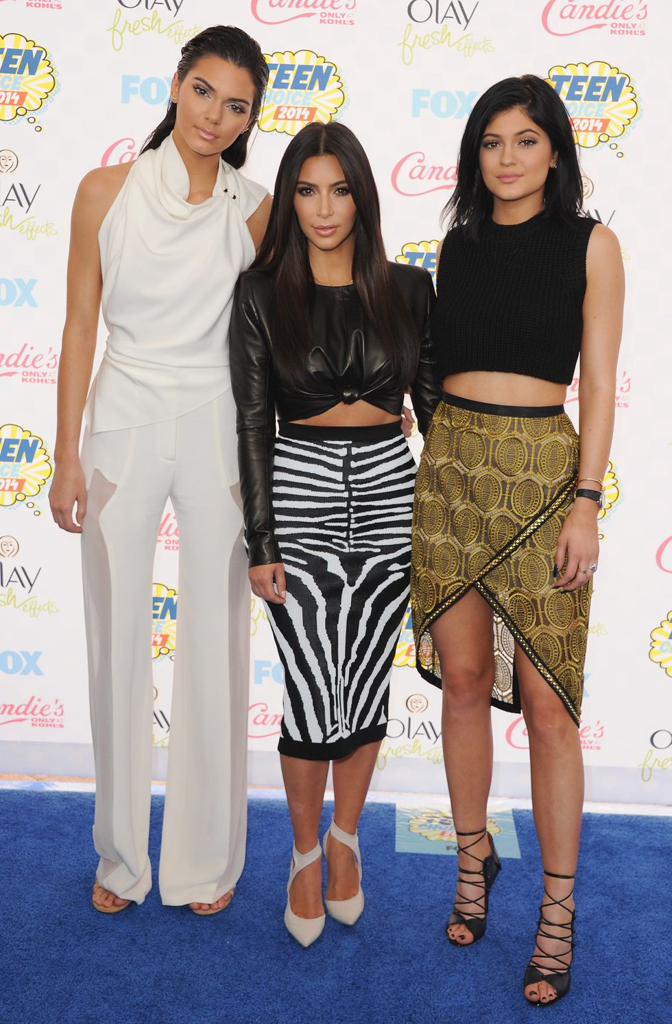 Kendall Jenner, Kim Kardashian and Kylie Jenner at the Teen Choice Awards 2014 - celebrity style photos - cosmopolitan.co.uk