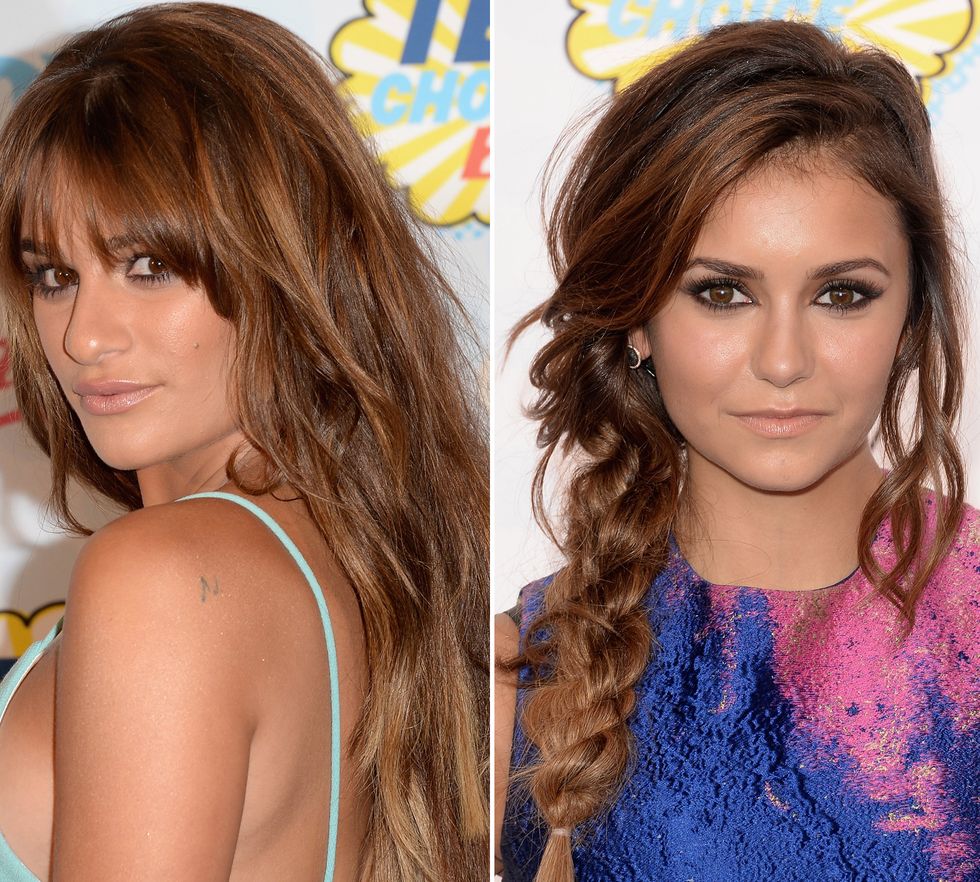 Lea Michele and Nina Dobrev hairstyles Teen Choice Awards 2014