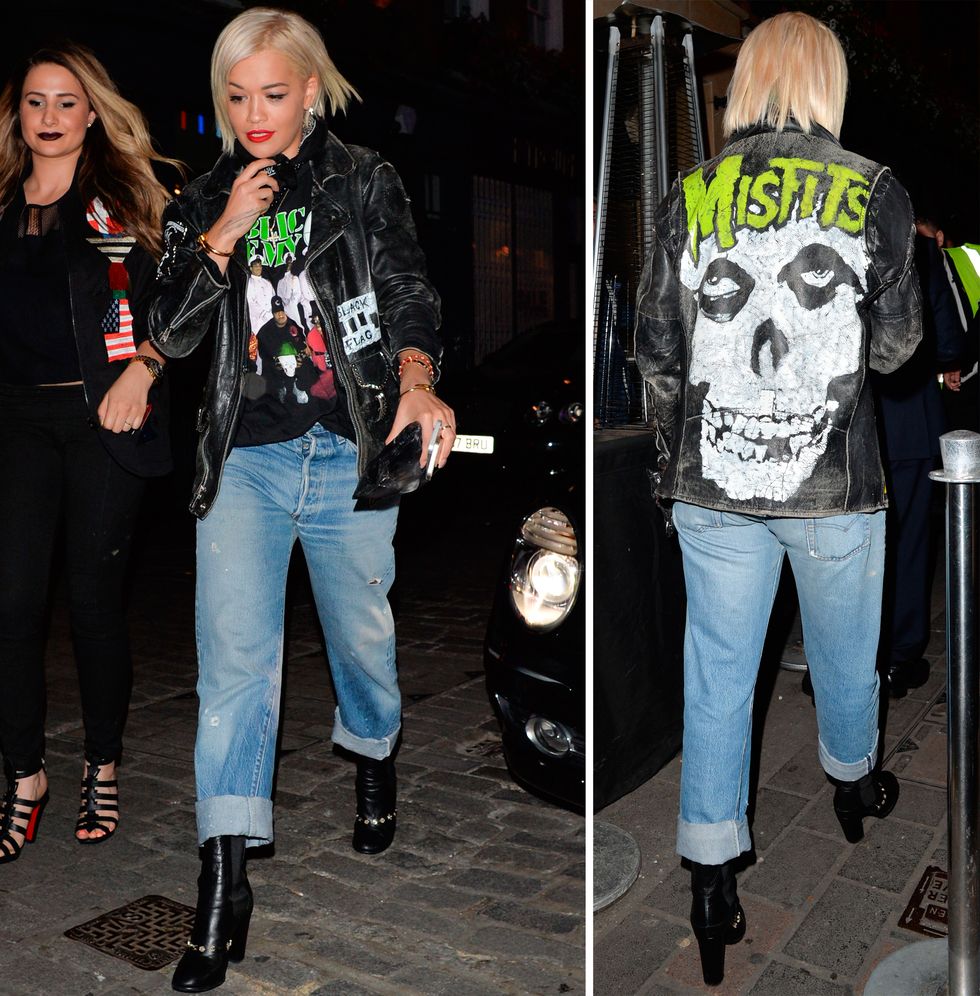 Rita Ora wearing a leather Misfits jackets - celebrity style photos - fashion - cosmopolitan.co.uk