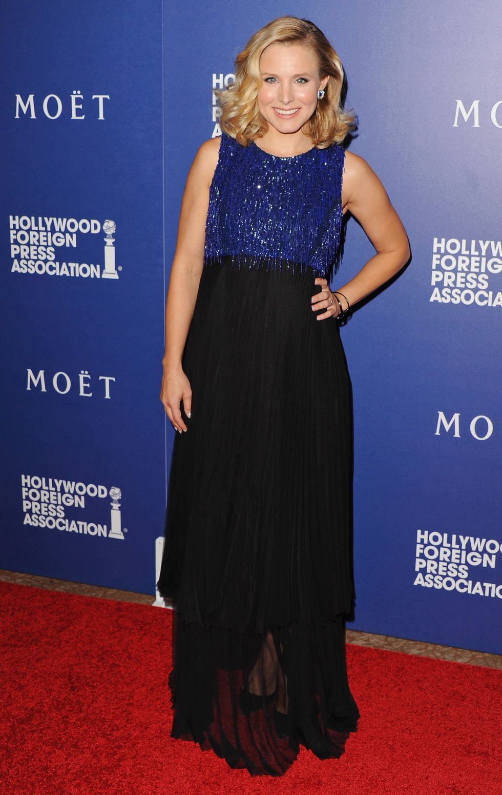 Kristen Bell wearing Andrew Gn sleeveless gown