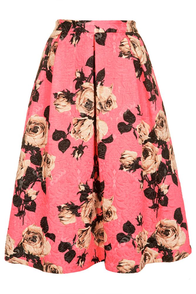 Topshop rose texture midi skirt - fashion finder - cosmopolitan.co.uk