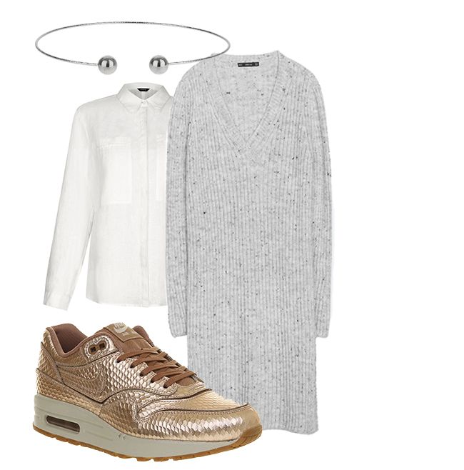 jumper dress metallic trainers choker white shirt sports luxe normcore how to wear it