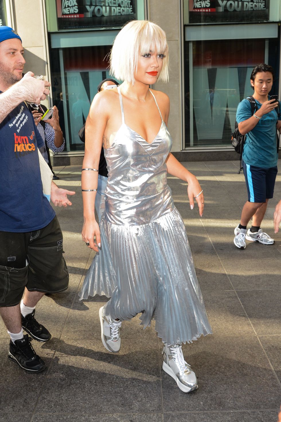 Rita Ora stuns in silver space-age dress