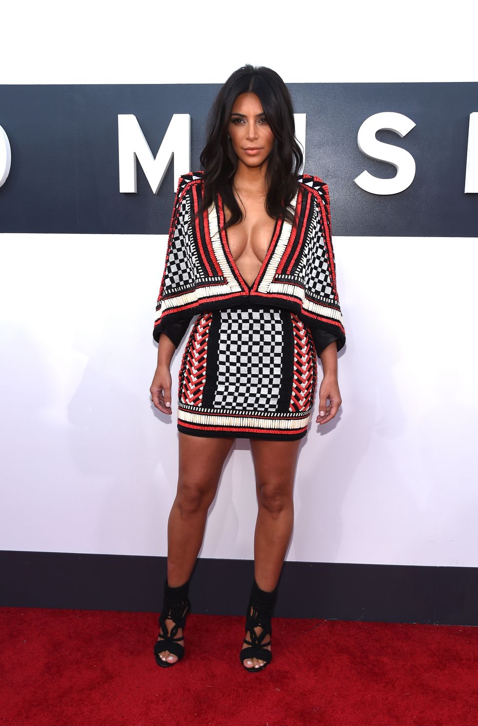 Kim Kardashian wows in sexy plunge mini dress at the MTV Video Music Awards