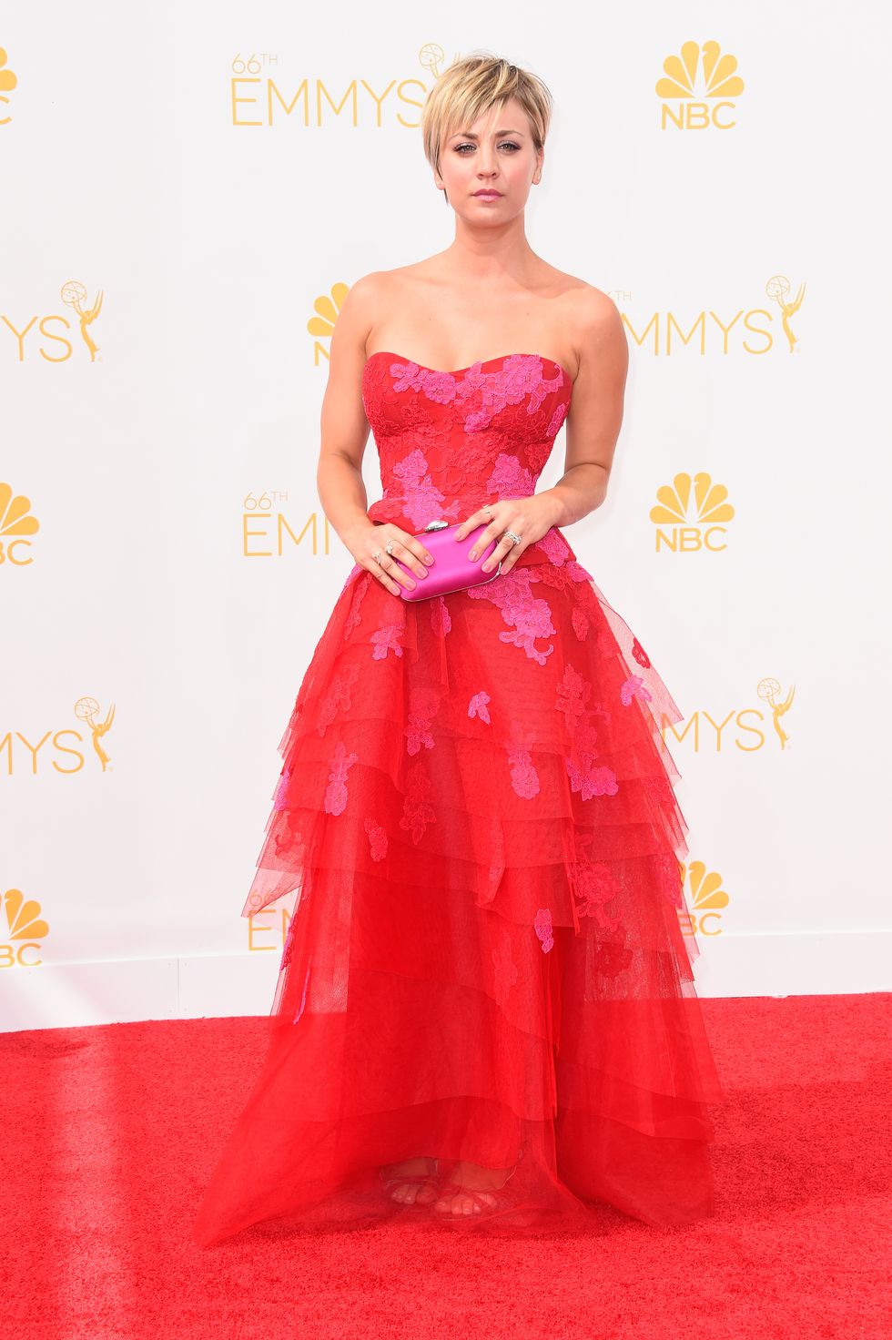 Kaley Cuoco wears gorgeous frilly dress at the Emmy Awards 2014