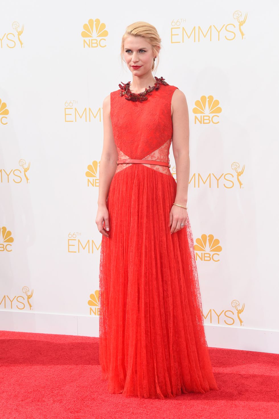 Claire Danes is beautiful in red Givenchy gown at the 2014 Emmy Awards