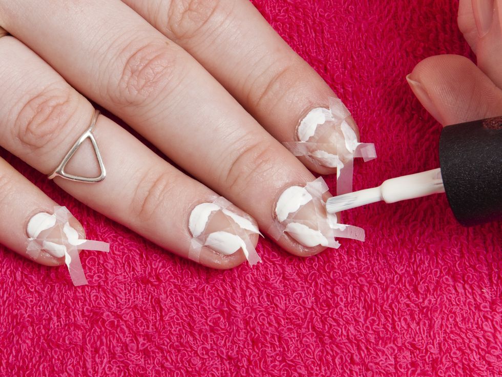 DIY nail art: negative space using tape and tin foil