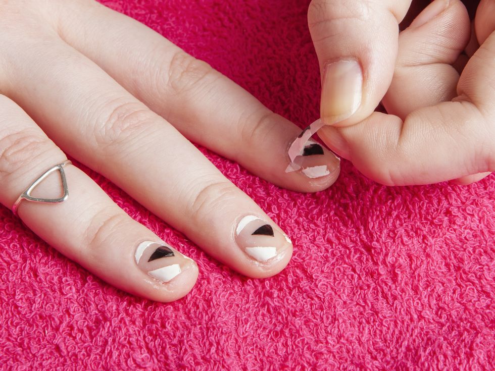 DIY nail art: negative space using tape and tin foil
