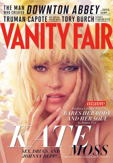 Kate Moss platinum blonde wig for Vanity Fair 