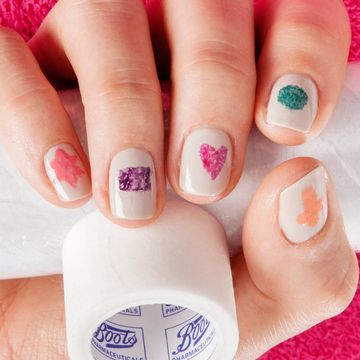 DIY nail art: How to do marble effect shapes using adhesive tape and cling film - Cosmopolitan.co.uk