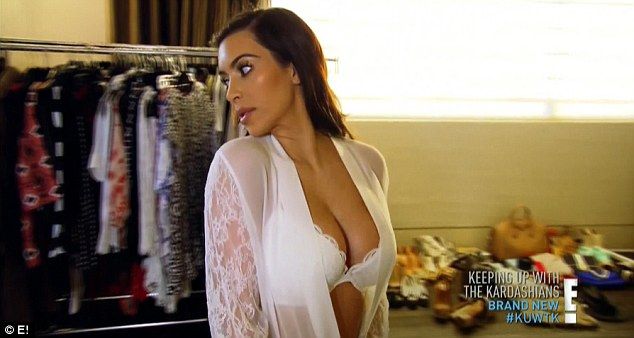 Kim Kardashian tries on her bridal lingerie on Keeping Up With The Kardashians