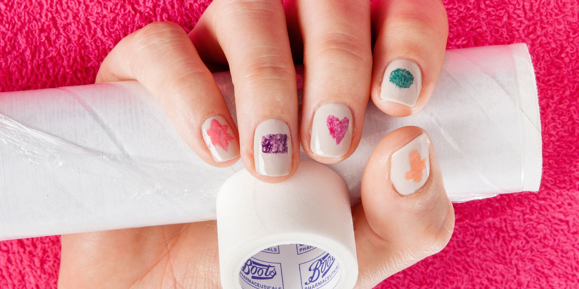 DIY nail art: How to do shapes using scotch tape and cling film
