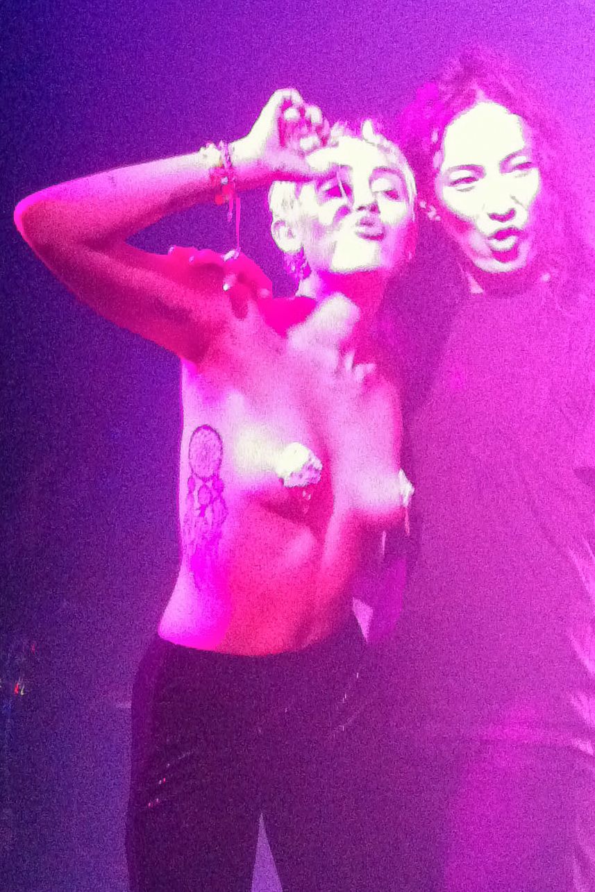 Miley Cyrus wearing ice cream nipple pasties