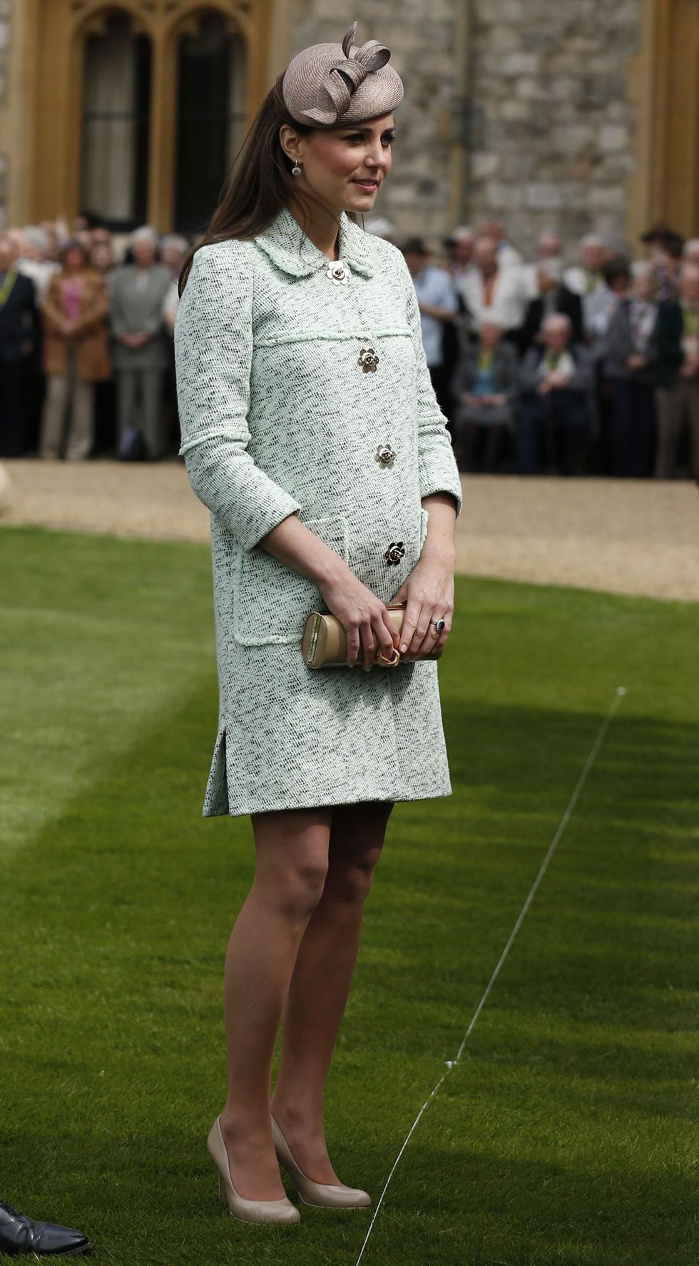 Kate Middleton wearing green Goat maternity coat
