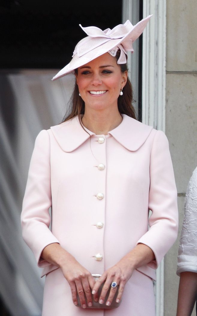 Duchess of Cambridge wearing pale pink Alexander McQueen