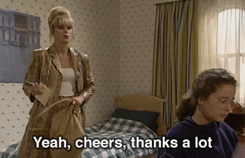 ab fab thanks a lot cheers gif