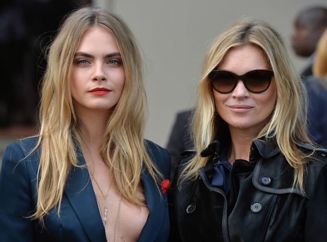 Kate Moss and Cara Delevigne at Burberry LFW - the 10 second hair switch to make your hair in fashion now - cosmopolitan.co.uk