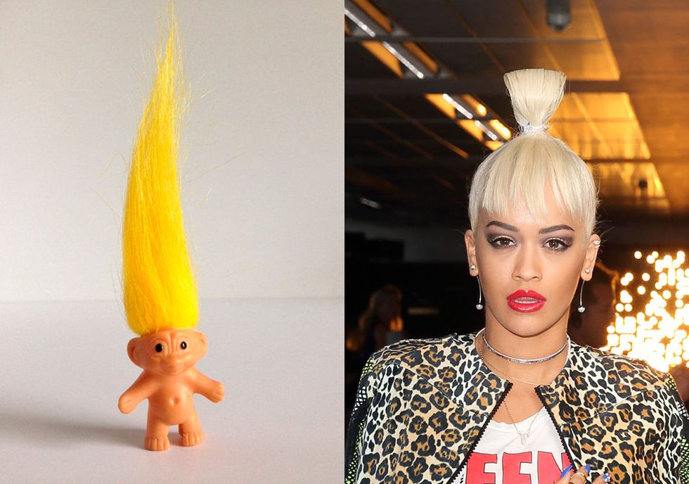 Rita Ora's hairdo looks spookily similar to troll dolls of days gone by