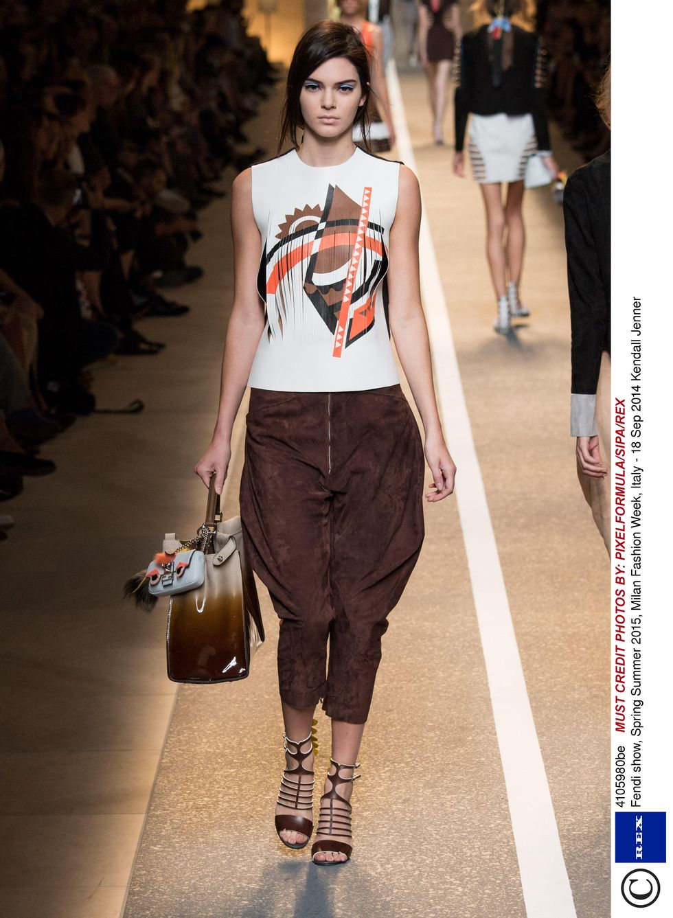 Kendall Jenner walks for Fendi SS15 at MFW