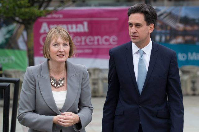 Harriet Harman and Ed Miliband at Labour Party Conference 2014