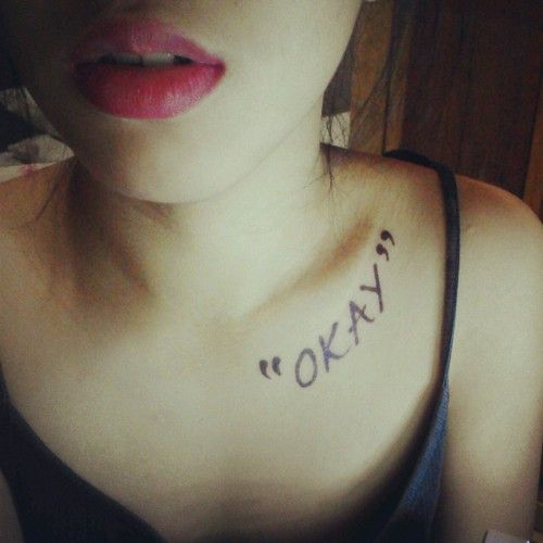 Lip, Skin, Shoulder, Joint, Tattoo, Neck, Selfie, Handwriting, Chest, Flesh, 