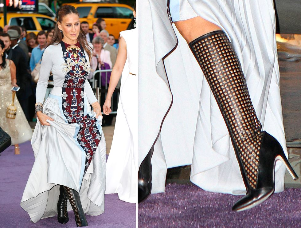 Sarah Jessica Parker wears leather black boots to the New York City Ballet