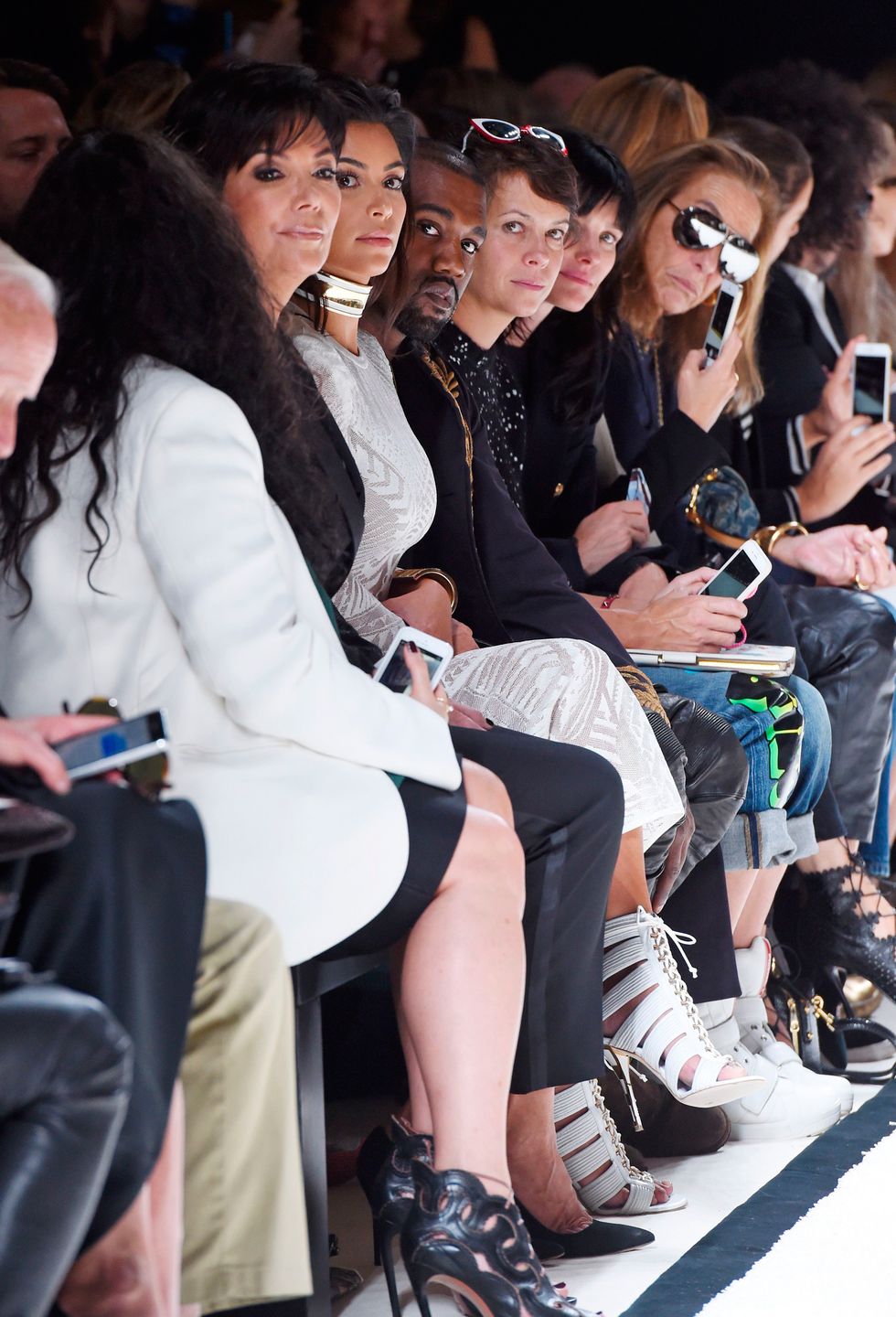Paris Fashion Week Spring 2015: Kris Jenner, Kim Kardashian and Kanye West watch Balmain