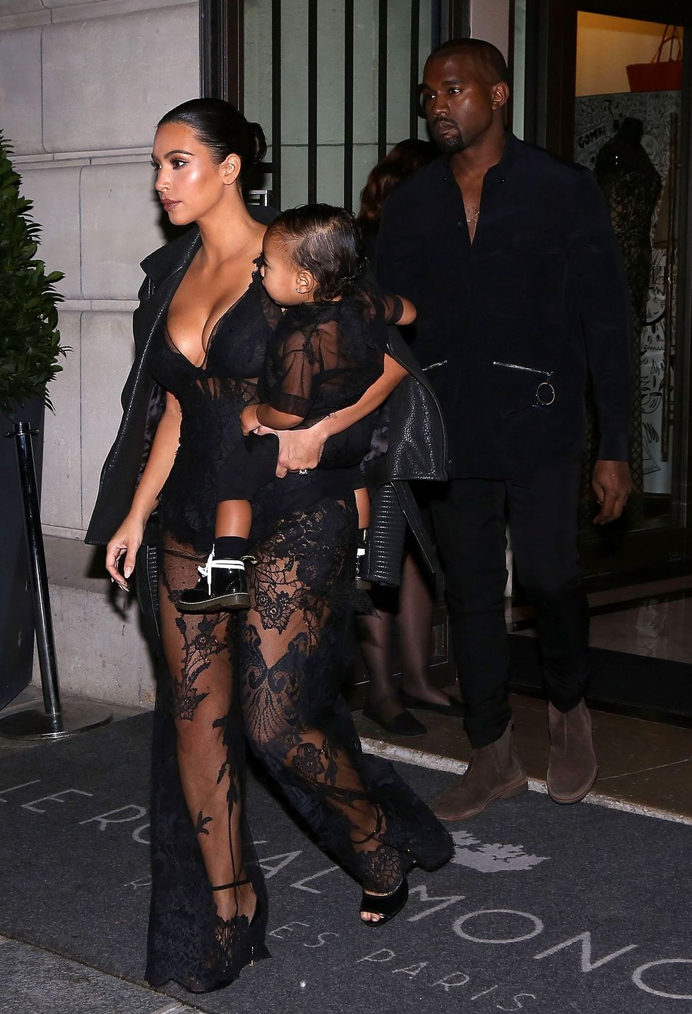 Kim Kardashian, North West and Kanye West in Paris
