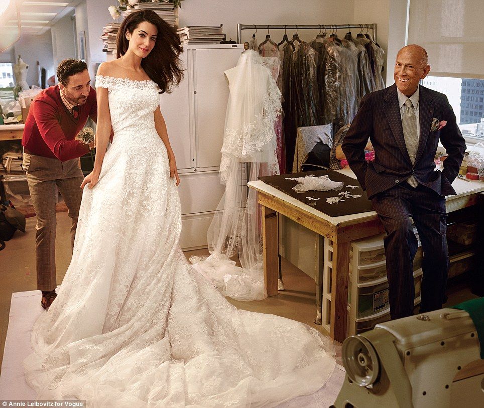 Photo of the Oscar de la Renta dress Amal Alamuddin wore to marry George Clooney