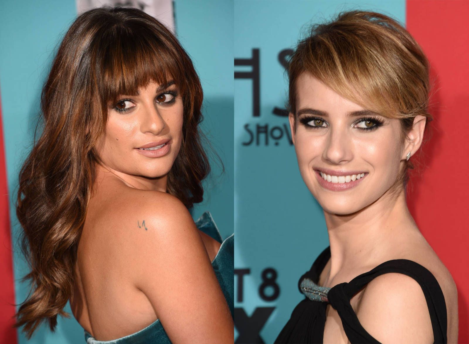 Lea Michele and Emma Roberts sass it up in thigh high slit gowns