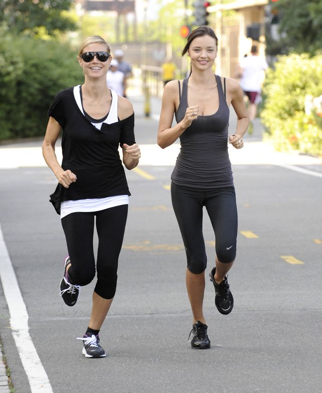 Heidi Klum and Miranda Kerr running