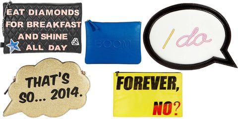 Slogan clutch bags for the party season