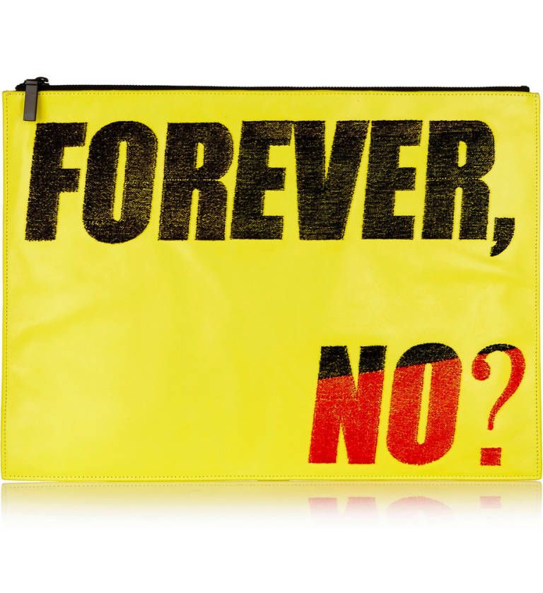 <a href="http://www.net-a-porter.com/product/469218/KENZO/-forever-no-oversized-flocked-leather-clutch" target="_blank">'Forever, No?' Oversized Flocked Leather Clutch, £300, Kenzo</a>