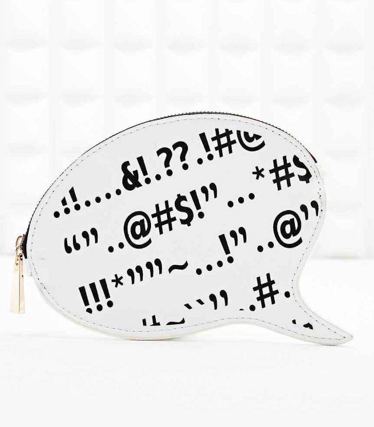 <a href="http://www.urbanoutfitters.com/uk/catalog/productdetail.jsp?id=5770469300028&parentid=WOMENS-CLUTCH-BAGS-EU#/" target="_blank">Deena And Ozzy Speech Bubble Pouch, £7, Urban Outfitters</a>