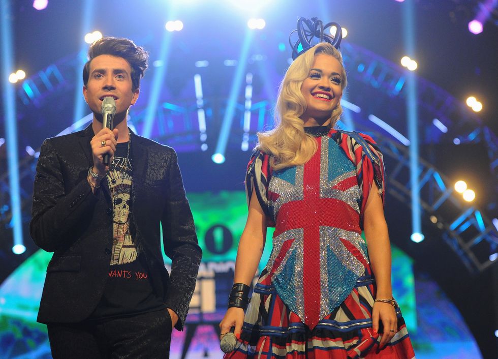 Rita ora in a Union Jack dress at the Teen Choice Awards