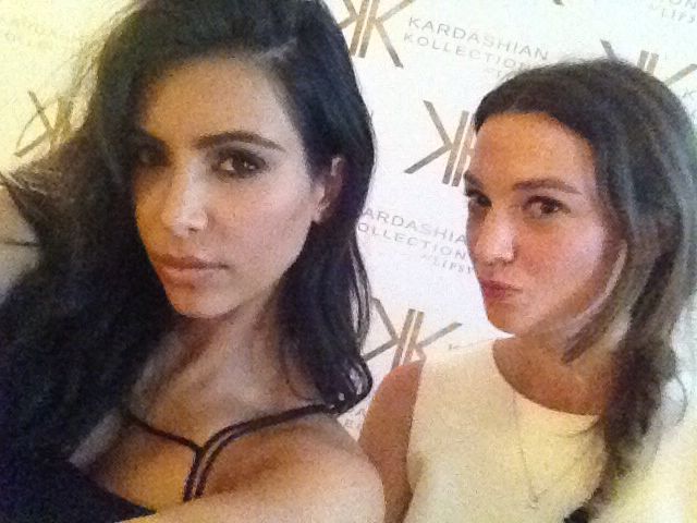 Kim Kardashian takes a selfie with Cosmo Online Fashion Editor Jess Edwards