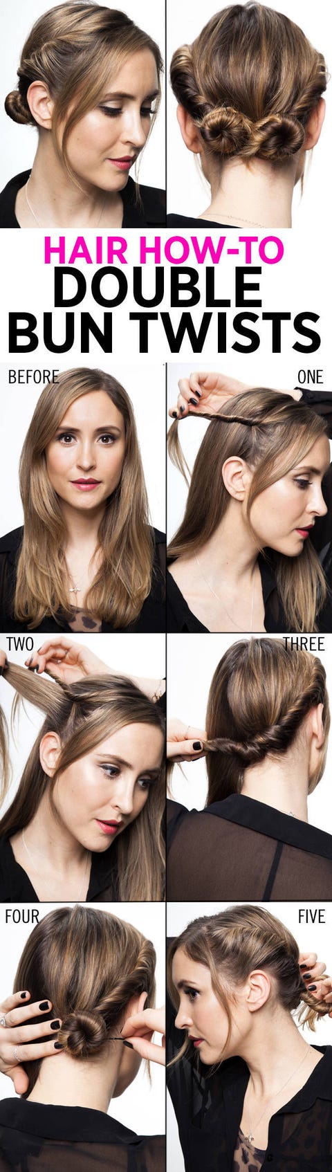 How to do double bun twists :: hair tips and tutorials How to do double bun twists :: hair tips and tutorials