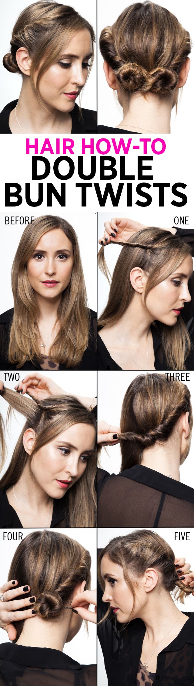 Hair how to double bun twists