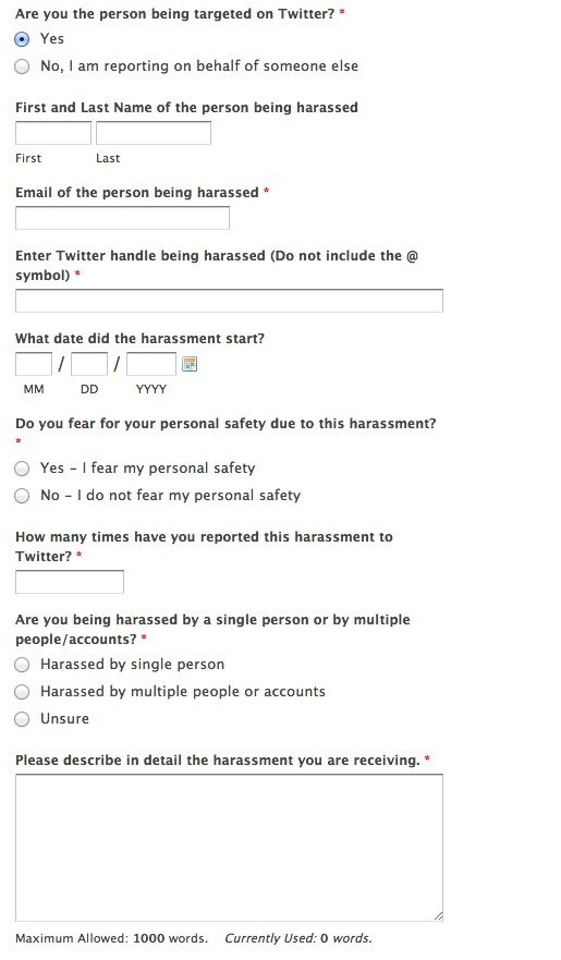 Twitter has created an online harrassment form for women