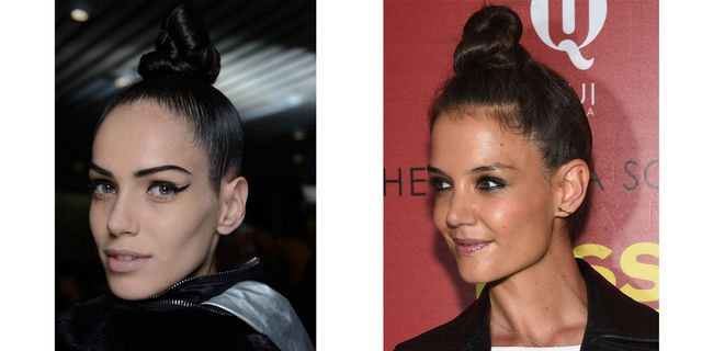 Katie Holmes nails the catwalk topknot